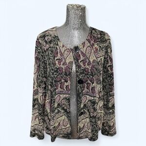 Vintage Choice 90s Gothic Paisley Tapestry Jacket Women Medium Whimsigoth Grunge